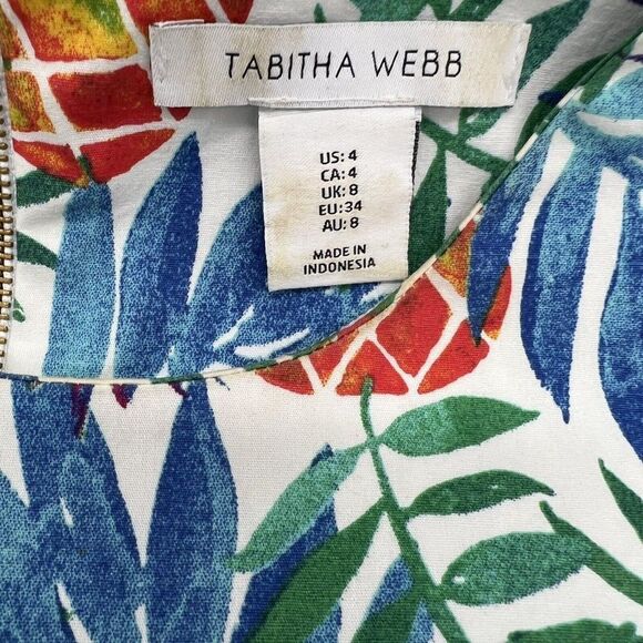 Tabitha Webb Dress Pineapple Print Sleeveless Palm Leaves Tropical Zip Size 4 - Picture 4 of 6
